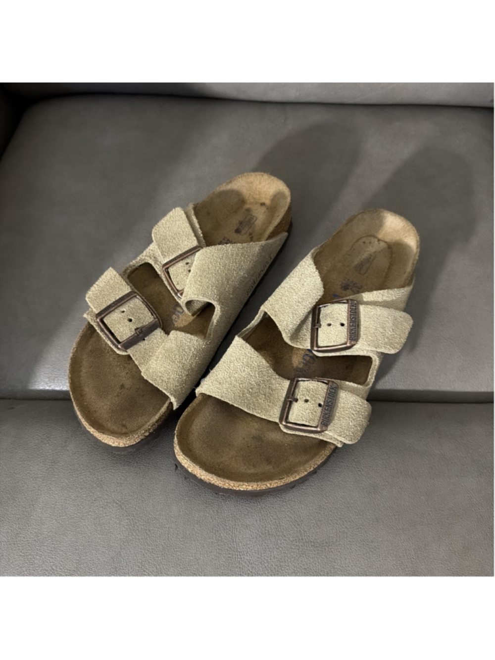 GUC WOMEN’S BIRKENSTOCK ARIZONA SANDALS BEIGE SIZE 37 EU 6.5-7 US SLIP ON